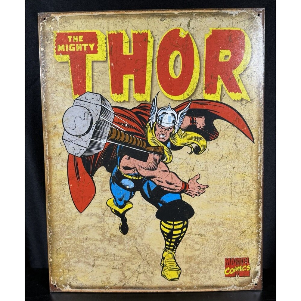The Mighty Thor Vintage Metal Tin Sign 16 x 12.5 inch Marvel Comics